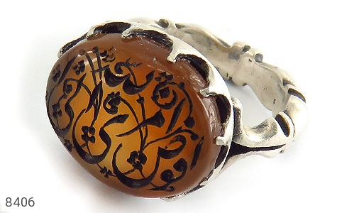 انگشتر نقره عقیق یمنی مردانه دست ساز [شرف الشمس و افوض امری الی الله] - 8406